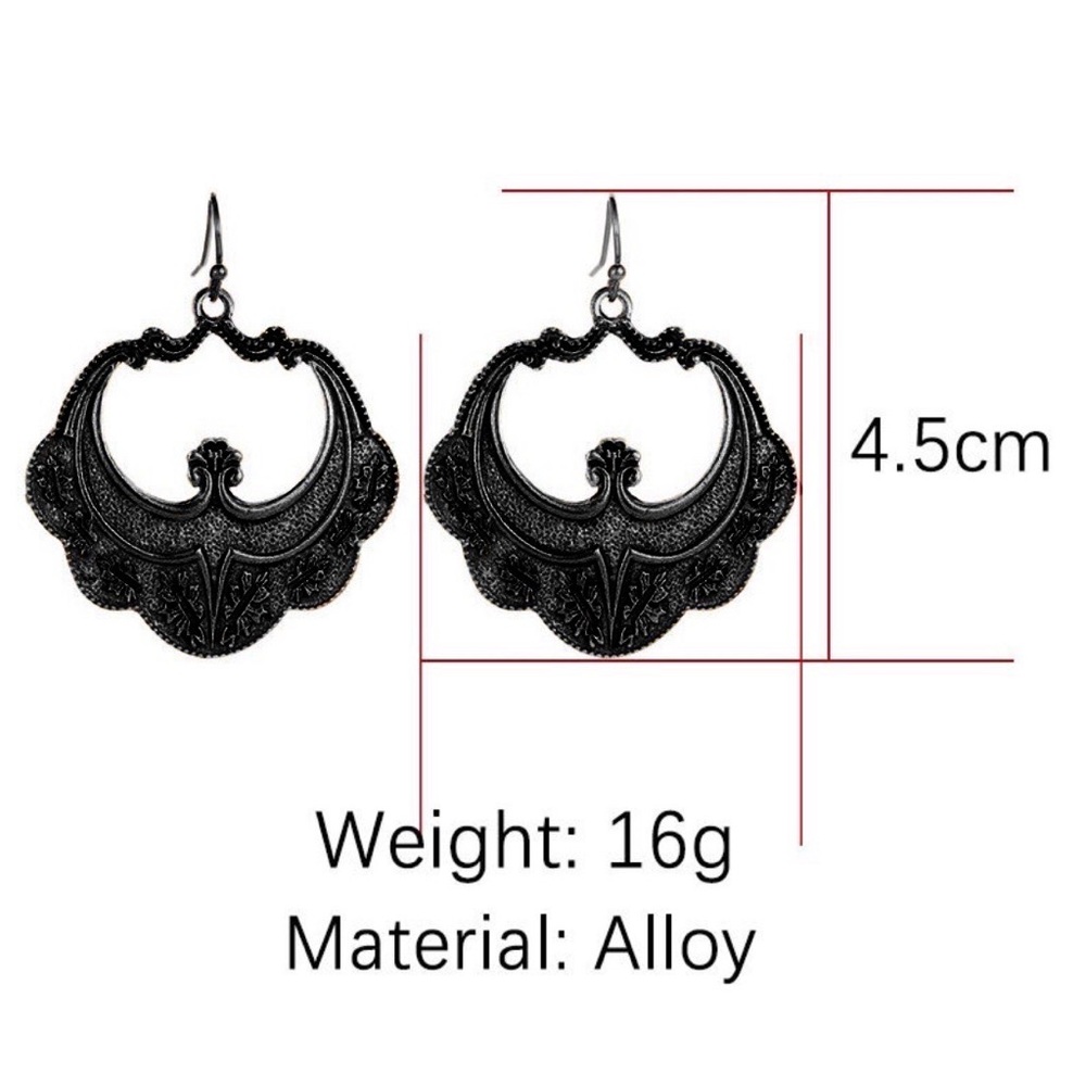 Any 2/$20! Matte Black Gothic Emblem Earrings - Picture 5 of 7